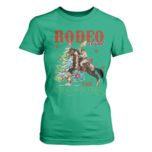 Western Christmas T Shirt For Women Rodeo Around The Christmas Tree Cowgirl TS11 Irish Green Print Your Wear