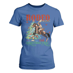 Western Christmas T Shirt For Women Rodeo Around The Christmas Tree Cowgirl TS11 Royal Blue Print Your Wear