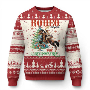 Western Christmas Ugly Christmas Sweater Rodeo Around The Christmas Tree Cowgirl TS11 Red Print Your Wear