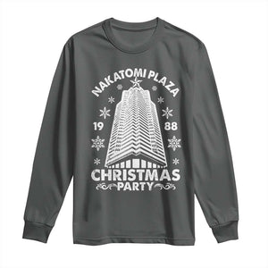 Nakatomi Plaza Long Sleeve Shirt Christmas Party 1988 Vintage Snowflake TS11 Dark Heather Print Your Wear