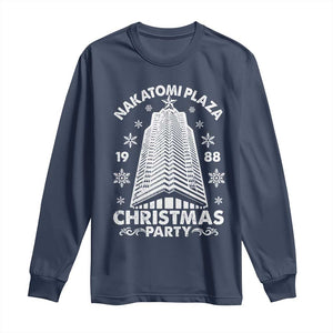 Nakatomi Plaza Long Sleeve Shirt Christmas Party 1988 Vintage Snowflake TS11 Navy Print Your Wear