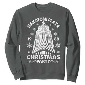 Nakatomi Plaza Sweatshirt Christmas Party 1988 Vintage Snowflake TS11 Dark Heather Print Your Wear