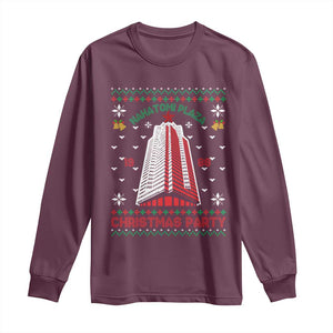 Nakatomi Plaza Long Sleeve Shirt Christmas Party 1988 Seasons Greetings TS11 Maroon Print Your Wear