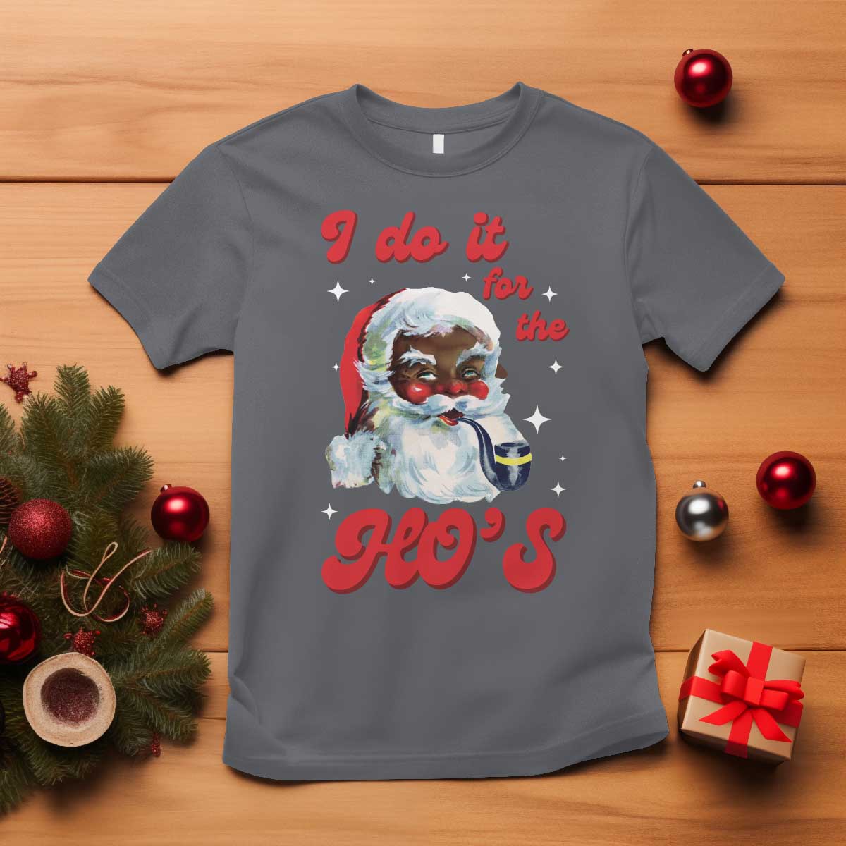 Funny I Do It For The Ho's T Shirt Christmas Naughty Santa TS11 Charcoal Print Your Wear
