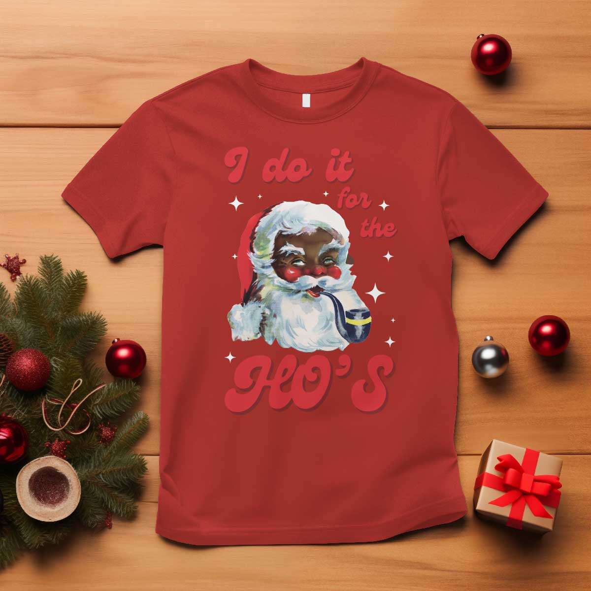 Funny I Do It For The Ho's T Shirt Christmas Naughty Santa TS11 Red Print Your Wear