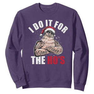 Funny Christmas Santa Sweatshirt I Do It For The Ho's TS11 Purple Print Your Wear