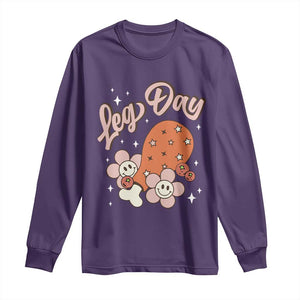 Funny Retro Thanksgiving Long Sleeve Shirt Leg Day Fall Season Family Matching TS11 Purple Print Your Wear