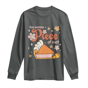 Funny Retro Thanksgiving Long Sleeve Shirt You Wanna Piece Of Me Fall Season Family Matching TS11 Dark Heather Print Your Wear