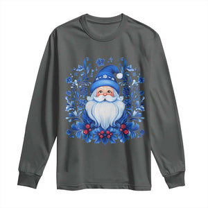 Norwegian Christmas Scandinavian Yule Santa Folk Art Winter Solstice Long Sleeve Shirt TS11 Dark Heather Print Your Wear