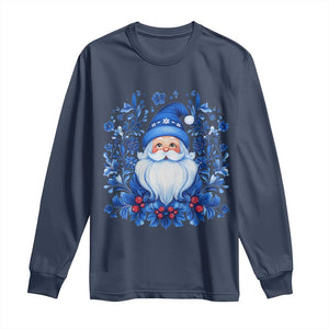 Norwegian Christmas Scandinavian Yule Santa Folk Art Winter Solstice Long Sleeve Shirt TS11 Navy Print Your Wear