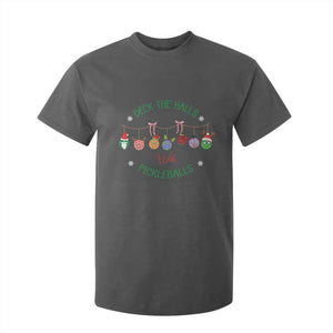 Funny Christmas Pickleball T Shirt For Kid Deck The Halls With Pickleballs Santa Hat TS11 Dark Heather Print Your Wear