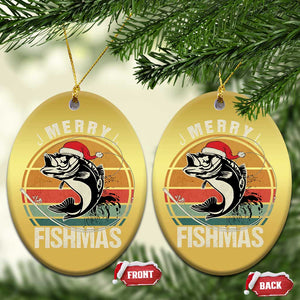 Funny Xmas Fishing Christmas Ornament Merry Fishmas Vintage Sunset Retro TS11 Oval Gold Print Your Wear