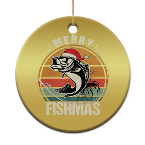 Funny Xmas Fishing Christmas Ornament Merry Fishmas Vintage Sunset Retro TS11 Print Your Wear