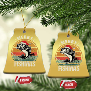 Funny Xmas Fishing Christmas Ornament Merry Fishmas Vintage Sunset Retro TS11 Bell Flake Gold Print Your Wear