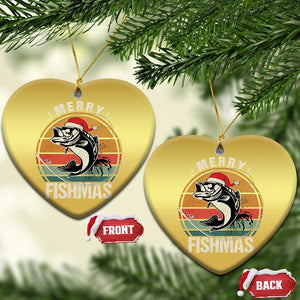 Funny Xmas Fishing Christmas Ornament Merry Fishmas Vintage Sunset Retro TS11 Heart Gold Print Your Wear