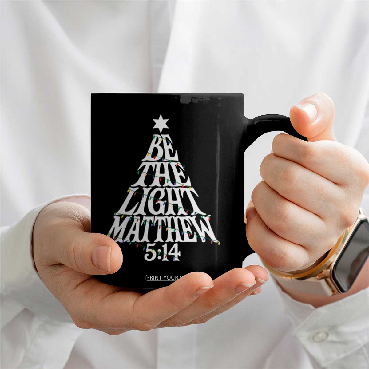 Christmas Be The Light Coffee Mug Christian Xmas Bible Verse TS11 Print Your Wear