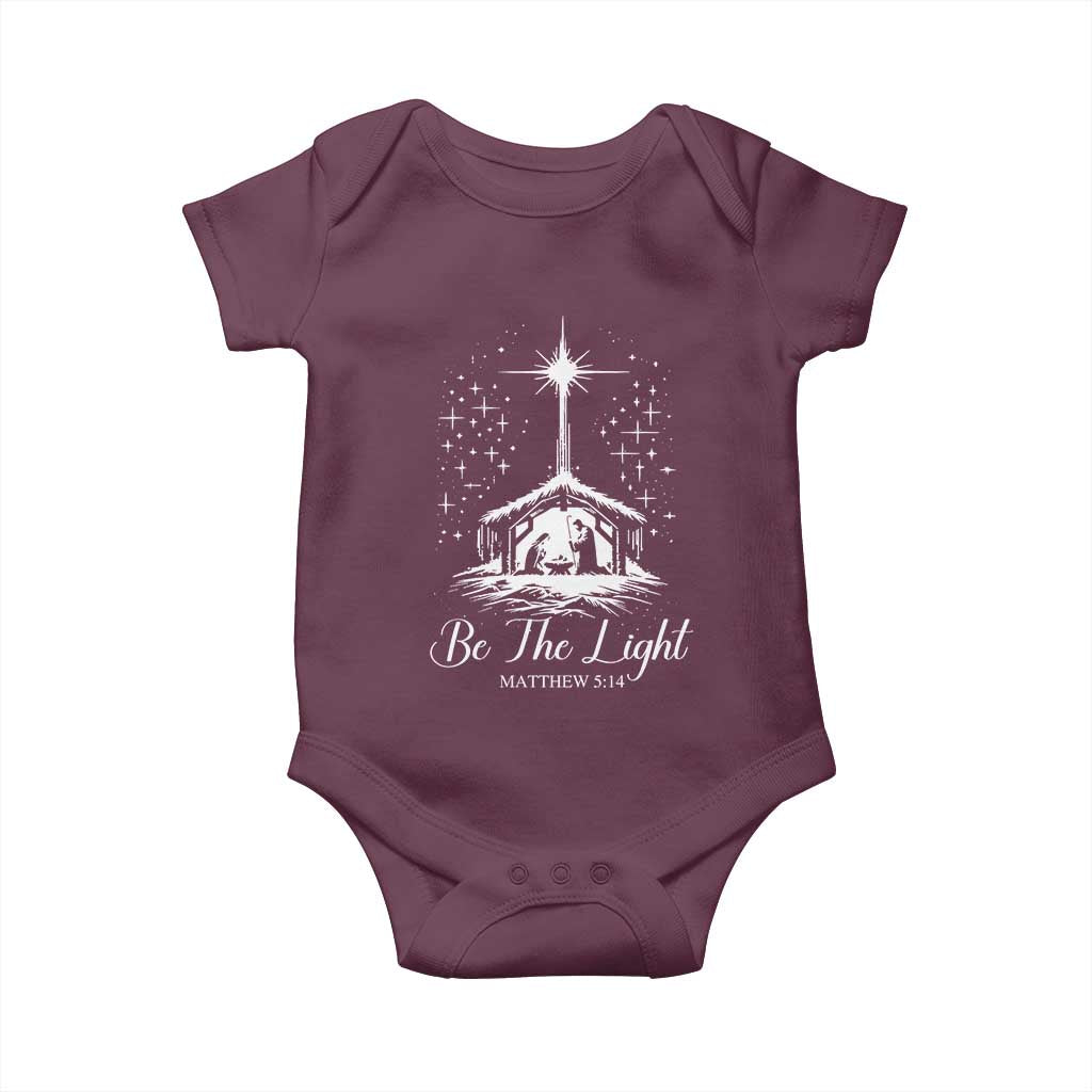 Be The Light Christian Christmas Baby Onesie Nativity Scene Bible Verse TS11 Maroon Print Your Wear
