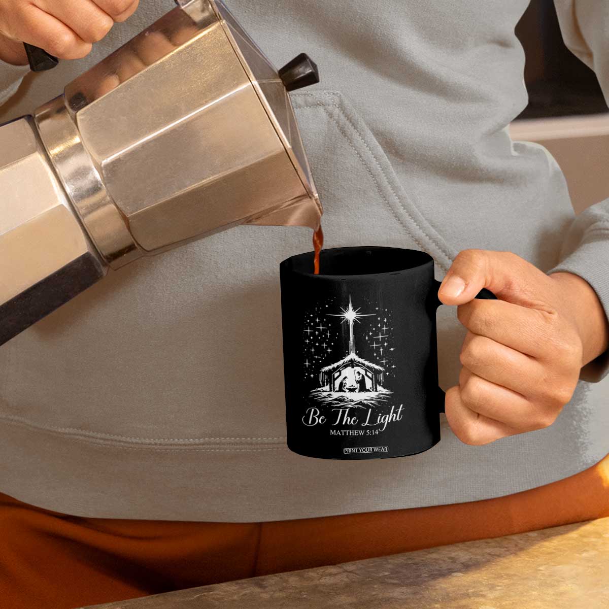 Be The Light Christian Christmas Coffee Mug Nativity Scene Bible Verse TS11 Print Your Wear