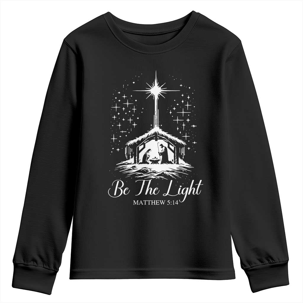 Be The Light Christian Christmas Youth Sweatshirt Nativity Scene Bible Verse TS11 Black Print Your Wear