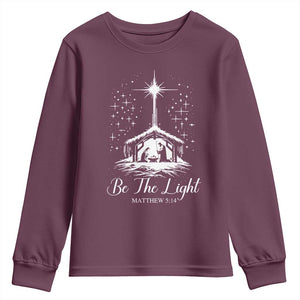 Be The Light Christian Christmas Youth Sweatshirt Nativity Scene Bible Verse TS11 Maroon Print Your Wear