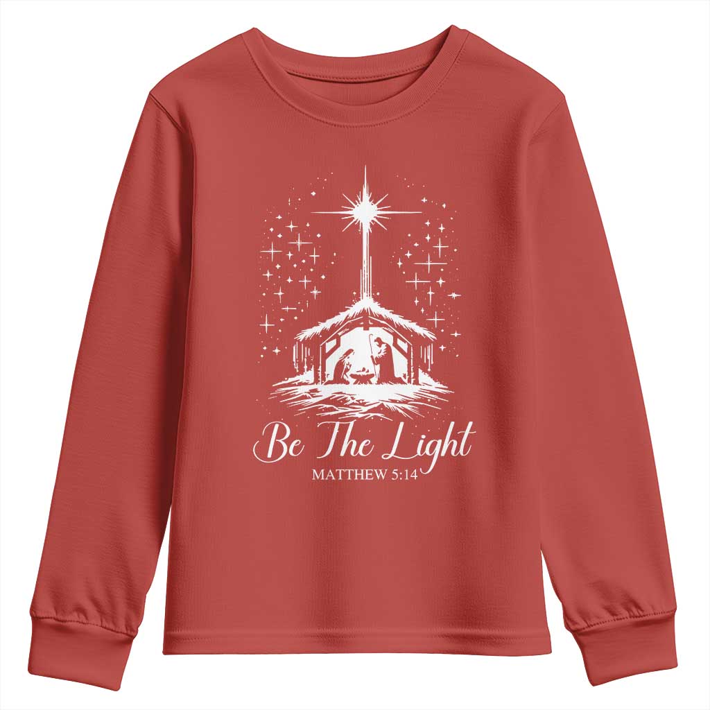 Be The Light Christian Christmas Youth Sweatshirt Nativity Scene Bible Verse TS11 Red Print Your Wear