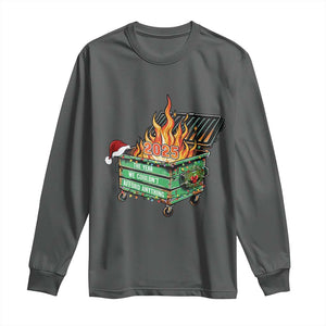 Funny Lil Dumpster Fire 2025 Long Sleeve Shirt The Year We Couldnt Afford Anything TS11 Dark Heather Print Your Wear