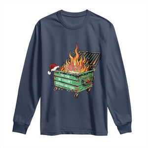 Funny Lil Dumpster Fire 2025 Long Sleeve Shirt The Year We Couldnt Afford Anything TS11 Navy Print Your Wear