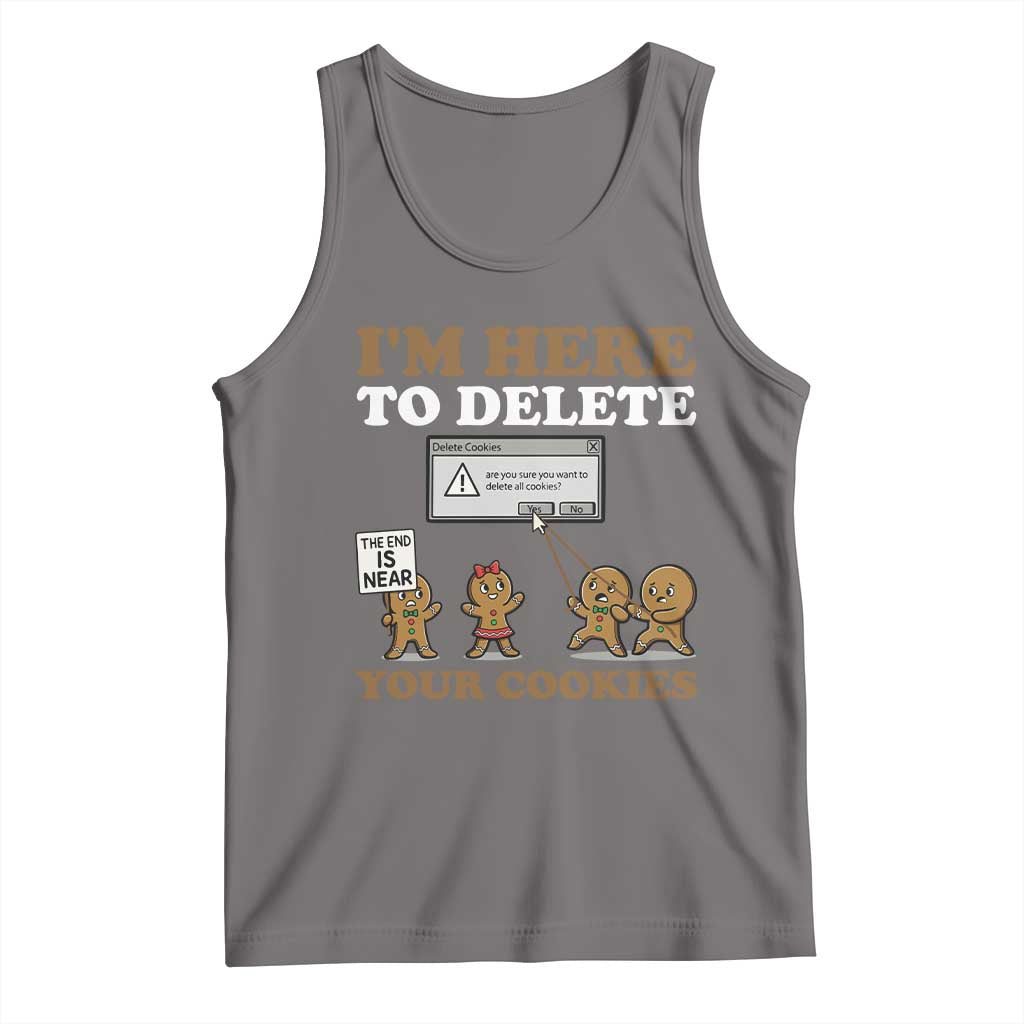 Funny Christmas I Am Here To Delete Your Cookie Tank Top Xmas Gingerbread Lover TS11 Deep Heather Print Your Wear