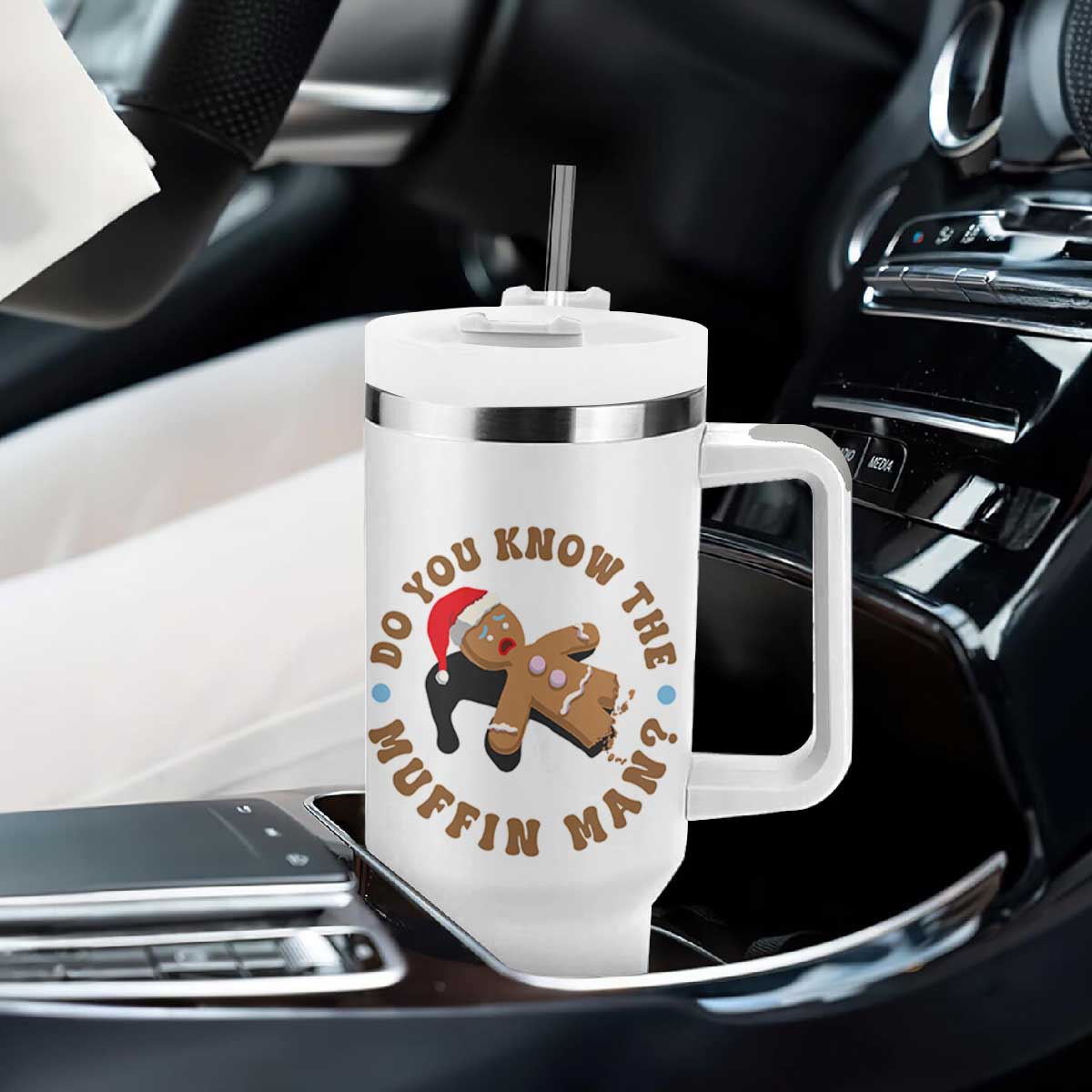 Christmas Gingerbread Tumbler With Handle Funny Do You Know The Muffin Man TS11 Print Your Wear