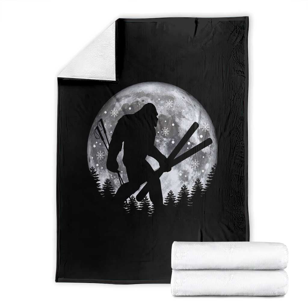 Funny Skiing Bigfoot Ski Winter Sport Moon Throw Blanket TS11 Black Print Your Wear