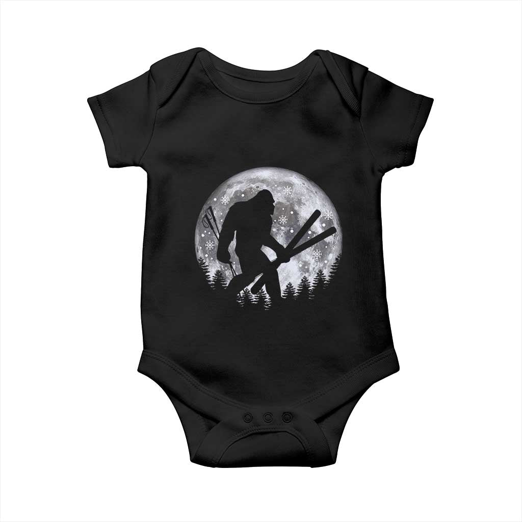 Funny Skiing Bigfoot Ski Winter Sport Moon Baby Onesie TS11 Black Print Your Wear