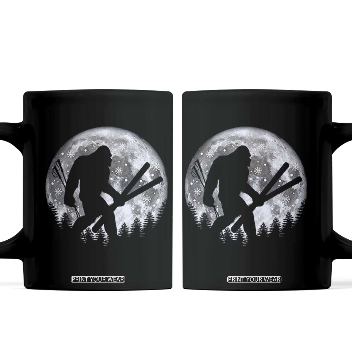 Funny Skiing Bigfoot Ski Winter Sport Moon Coffee Mug TS11 Black Print Your Wear