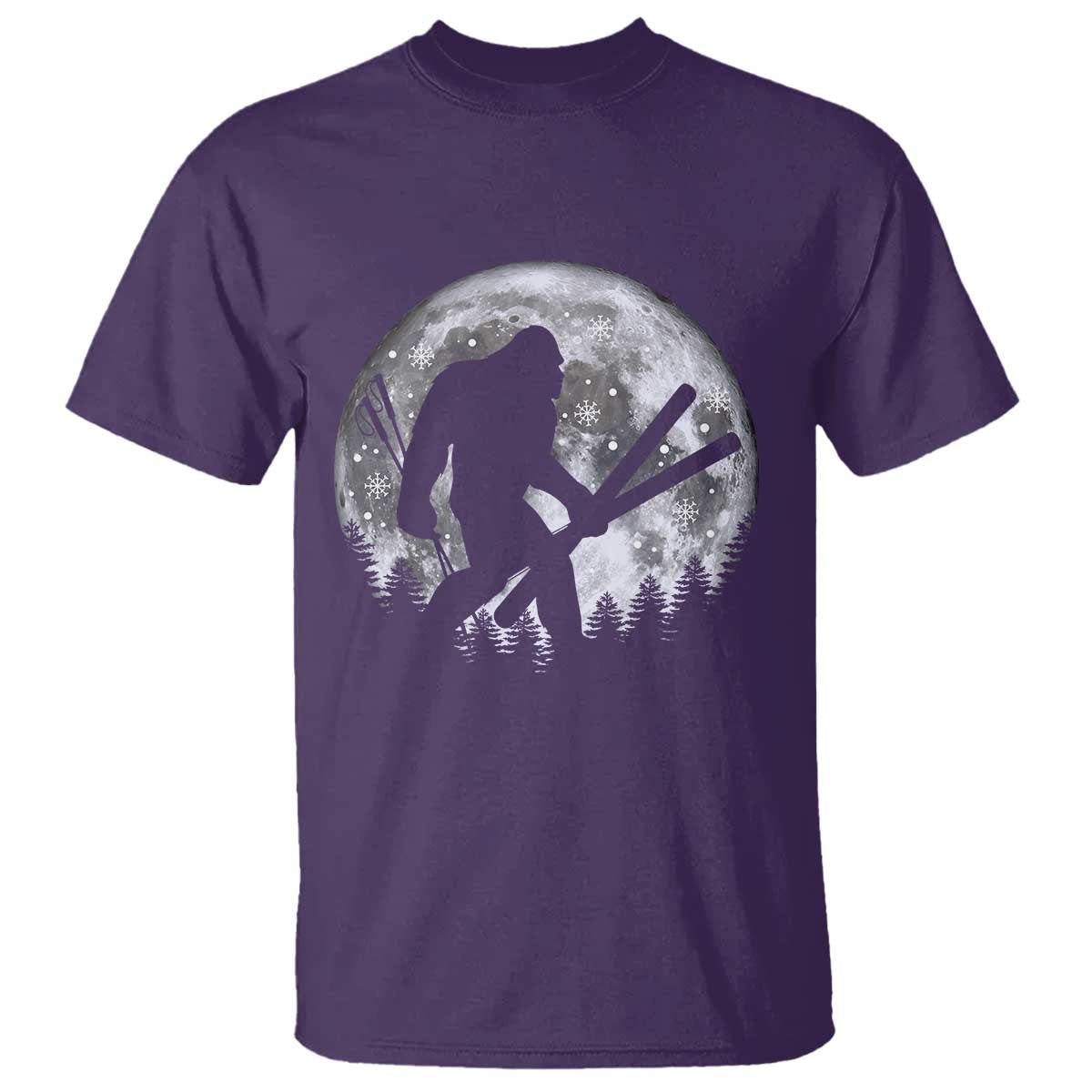 Funny Skiing Bigfoot Ski Winter Sport Moon T Shirt TS11 Purple Print Your Wear
