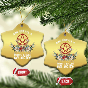 Have Yourself A Merry Little Solstice Christmas Ornament Yule Pagan Xmas Pentagram TS11 Snow Flake Gold Print Your Wear