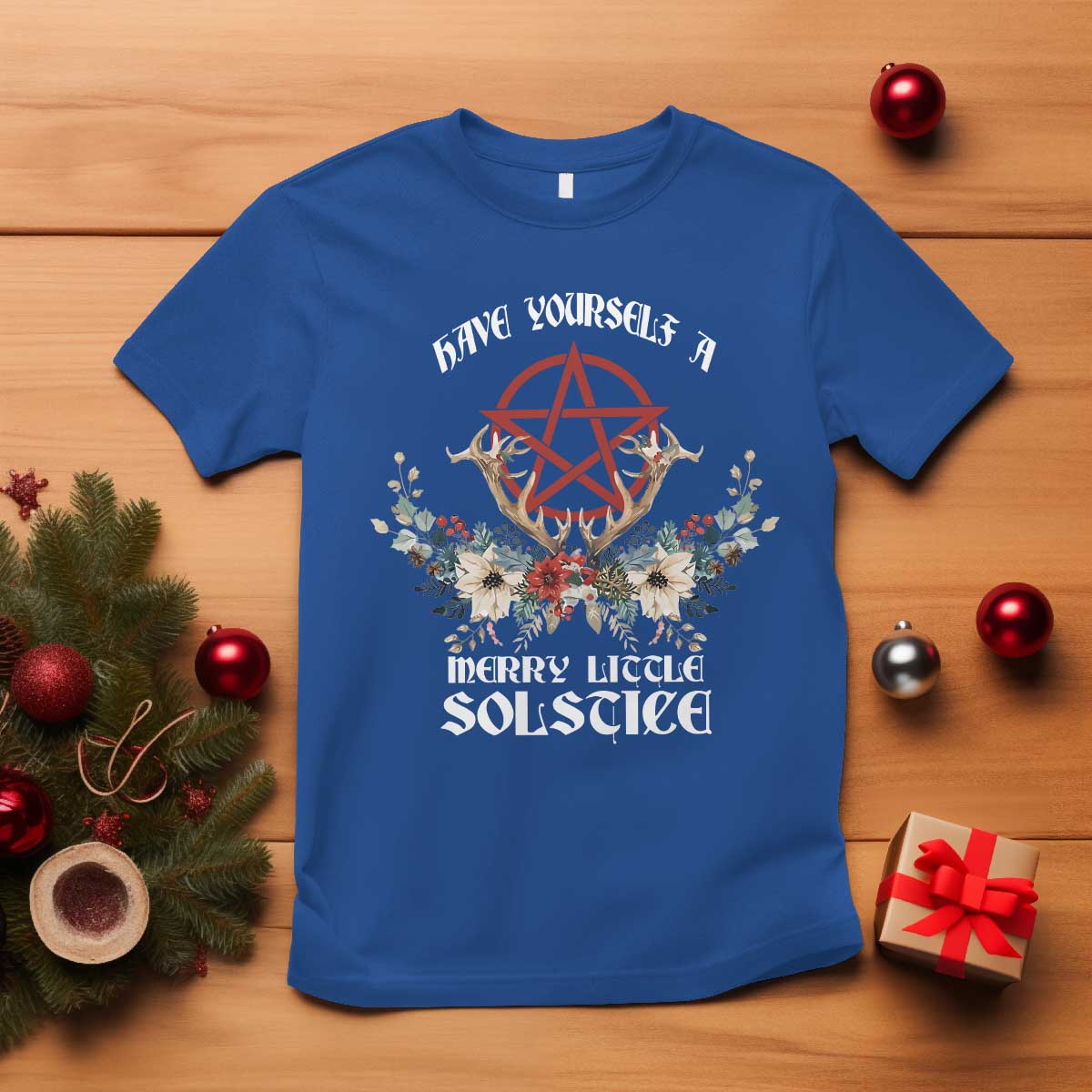 Have Yourself A Merry Little Solstice T Shirt Yule Pagan Christmas Pentagram TS11 Royal Blue Print Your Wear