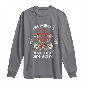 Have Yourself A Merry Little Solstice Long Sleeve Shirt Yule Pagan Christmas Pentagram TS11 Charcoal Print Your Wear