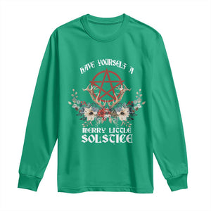 Have Yourself A Merry Little Solstice Long Sleeve Shirt Yule Pagan Christmas Pentagram TS11 Irish Green Print Your Wear