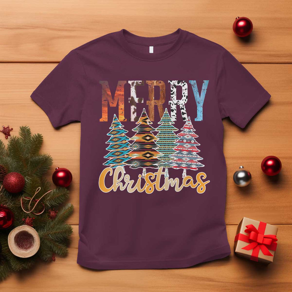 Merry Christmas Native American Xmas Tree T Shirt TS11 Maroon Print Your Wear