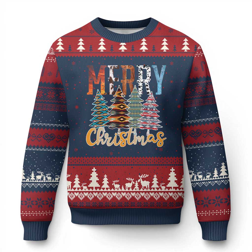 Merry Xmas Native American Xmas Tree Ugly Christmas Sweater TS11 Navy Red Print Your Wear