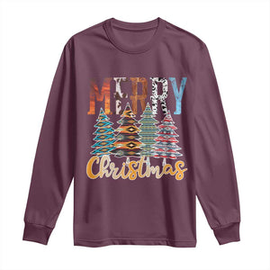 Merry Christmas Native American Xmas Tree Long Sleeve Shirt TS11 Maroon Print Your Wear