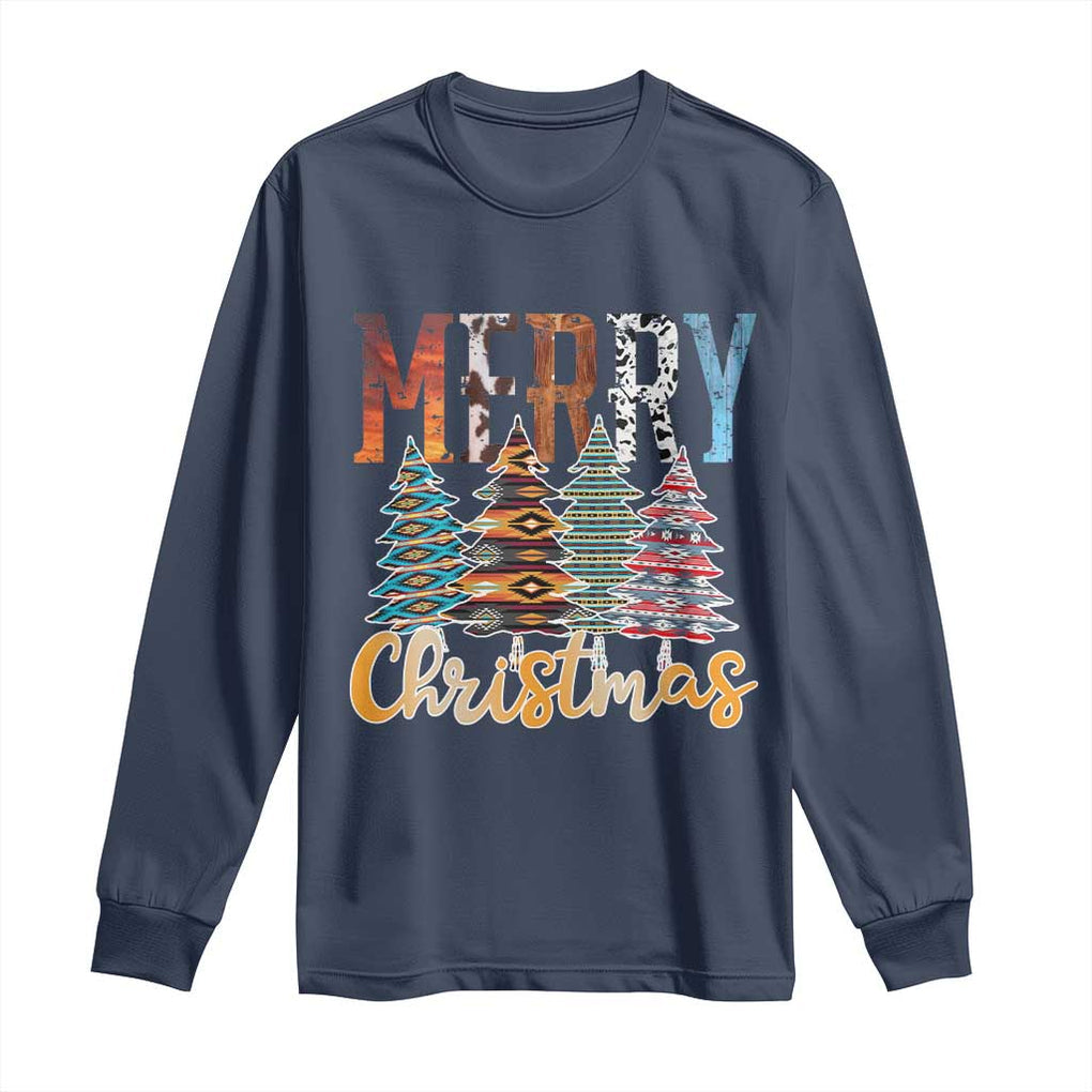 Merry Christmas Native American Xmas Tree Long Sleeve Shirt TS11 Navy Print Your Wear