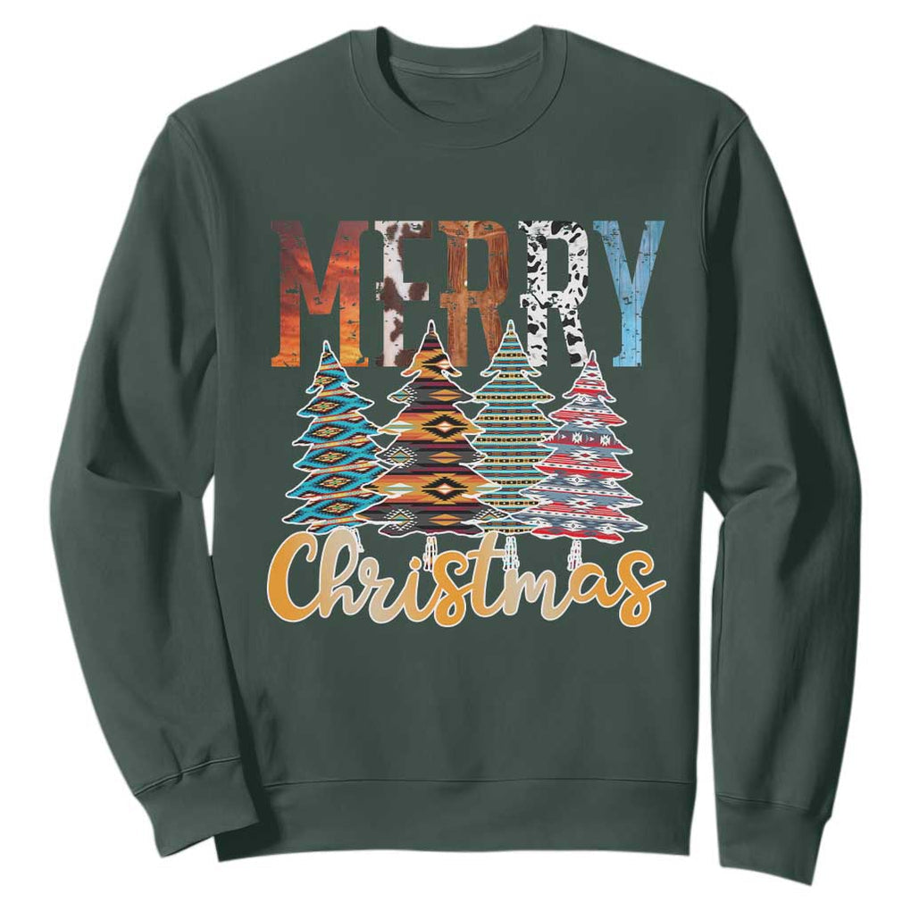 Merry Christmas Native American Xmas Tree Sweatshirt TS11 Dark Forest Green Print Your Wear