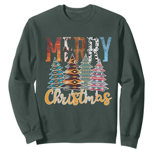 Merry Christmas Native American Xmas Tree Sweatshirt TS11 Dark Forest Green Print Your Wear
