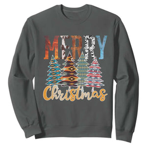 Merry Christmas Native American Xmas Tree Sweatshirt TS11 Dark Heather Print Your Wear