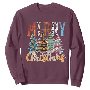 Merry Christmas Native American Xmas Tree Sweatshirt TS11 Maroon Print Your Wear