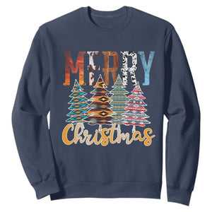 Merry Christmas Native American Xmas Tree Sweatshirt TS11 Navy Print Your Wear