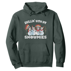 Funny Christmas Native American Hoodie Chillin' With My Snowmies Snowman Tribes TS11 Dark Forest Green Print Your Wear