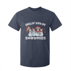 Funny Christmas Native American T Shirt For Kid Chillin' With My Snowmies Snowman Tribes TS11 Navy Print Your Wear