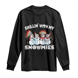 Funny Christmas Native American Long Sleeve Shirt Chillin' With My Snowmies Snowman Tribes TS11 Black Print Your Wear