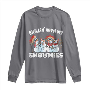 Funny Christmas Native American Long Sleeve Shirt Chillin' With My Snowmies Snowman Tribes TS11 Charcoal Print Your Wear